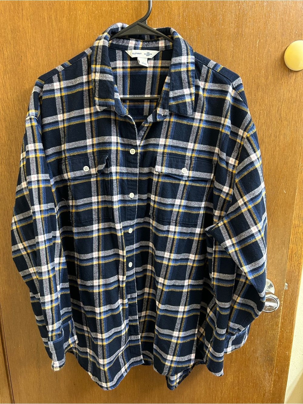Old Navy Blue Flannel Boyfriend Shirt XXL